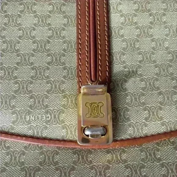 CELINE Macadam Blason Shoulder Cross Body Bag PVC Leather Beige - Picture 15 of 16